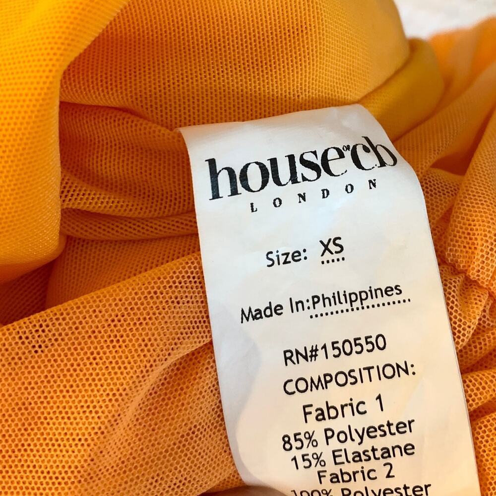 House of CB Tibi Cutout Ruched Bodycon Mesh Midi Dress Tangerine XS - Picture 9 of 9